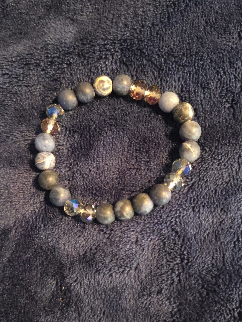 Blue Stone and Crystal Stretch Bracelet - Women's Jewelry